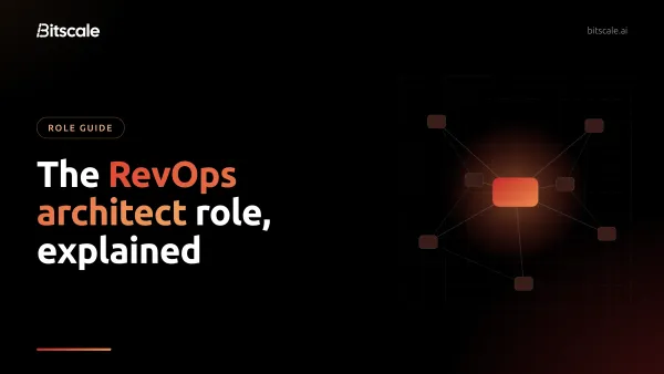 The RevOps architect's stack: engagement tools and AI agents on top, the Bitscale data layer in the middle, and Salesforce or HubSpot as the CRM system of record
